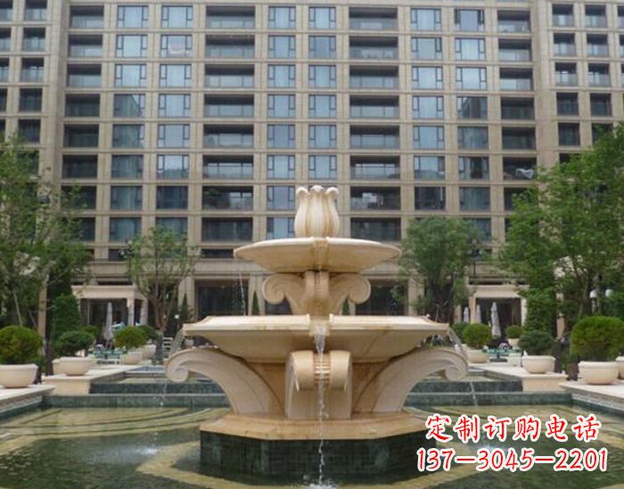 烟台小区景观晚霞红喷泉石雕 (2)