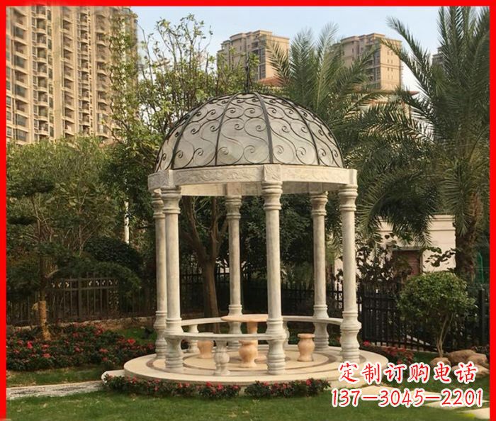烟台小区欧式圆顶凉亭石雕 (2)