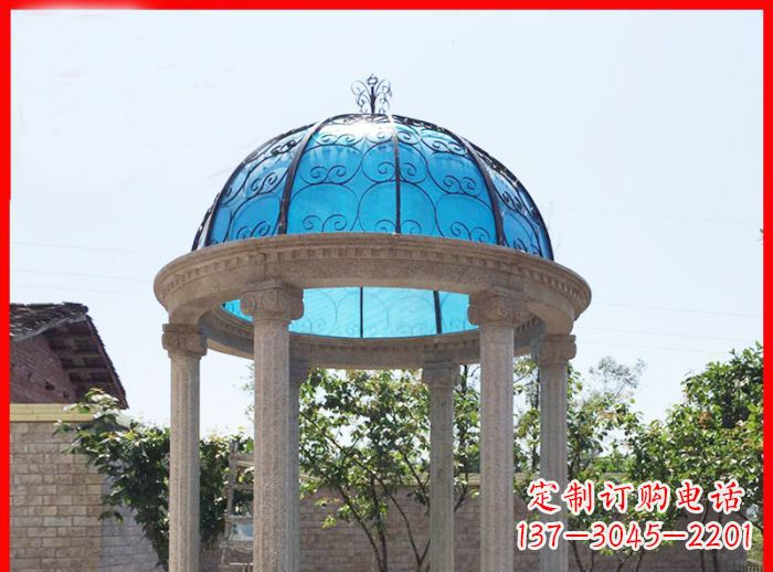烟台小区欧式圆顶凉亭石雕_2