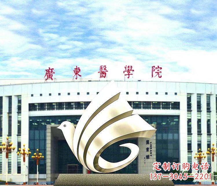 烟台校园不锈钢抽象和平鸽雕塑