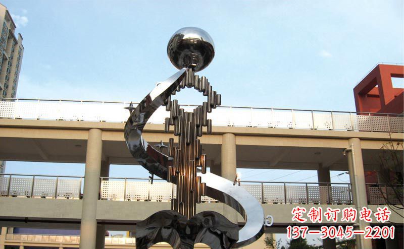 烟台校园不锈钢抽象钥匙和书籍雕塑