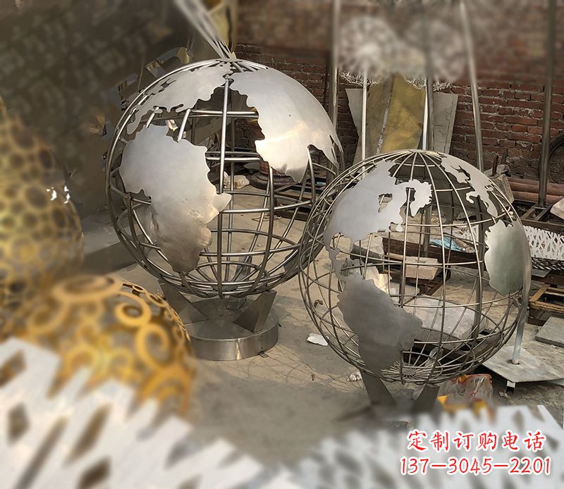 烟台校园不锈钢地球仪雕塑112