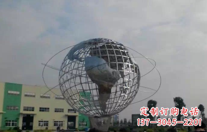 烟台校园不锈钢地球仪雕塑222