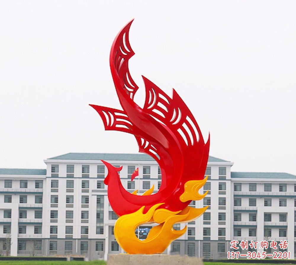 烟台校园不锈钢凤凰浴火雕塑