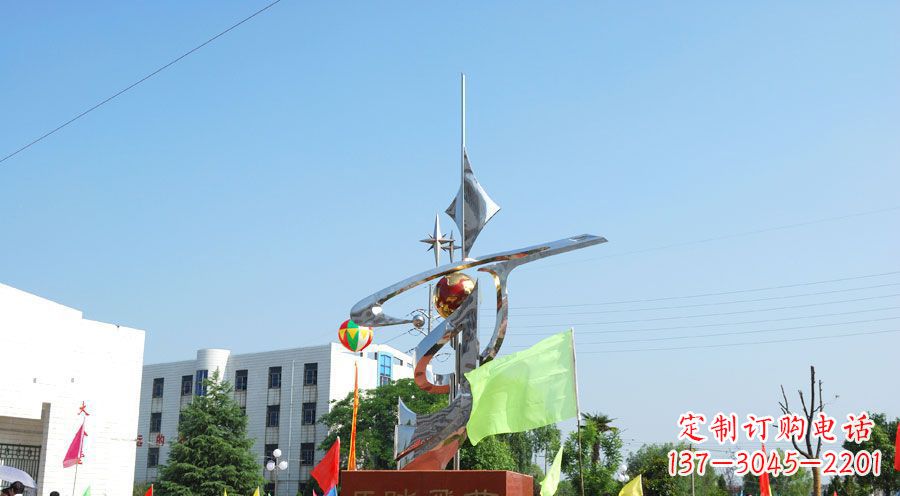 烟台校园不锈钢马踏飞燕地球雕塑