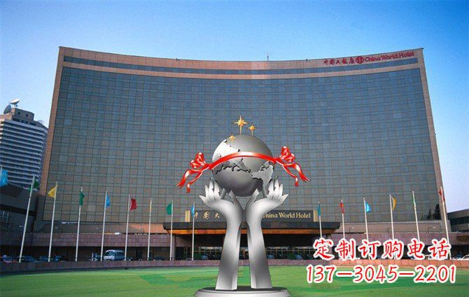 烟台校园不锈钢双手捧地球雕塑