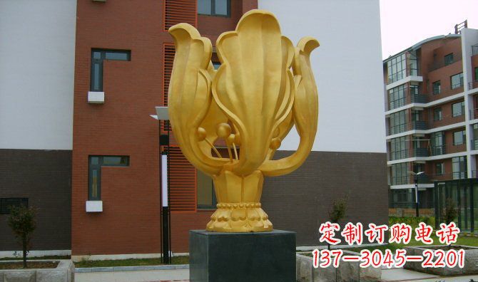 烟台校园不锈钢紫荆花雕塑