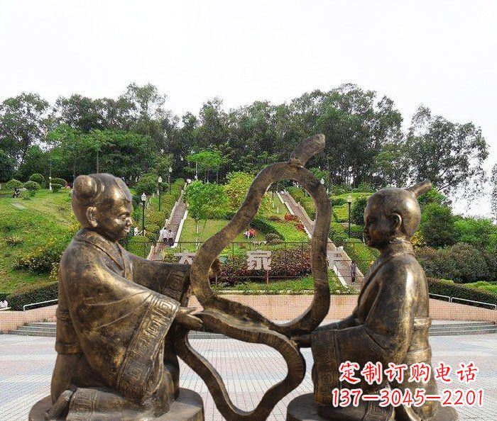 烟台校园抽象孔融让梨铜雕