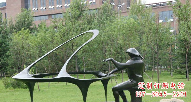 烟台校园弹钢琴景观铜雕