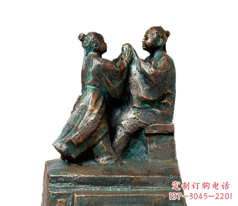 烟台校园古代孔融让梨人物铜雕