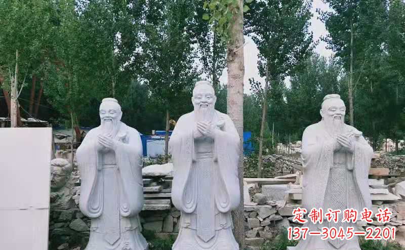 烟台校园古代名人伟人孔子石雕