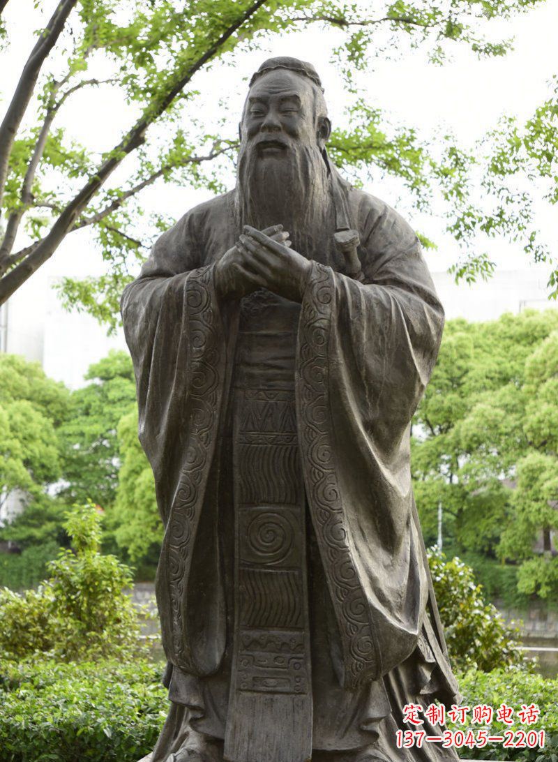 烟台校园孔子行教像铜雕 (2)
