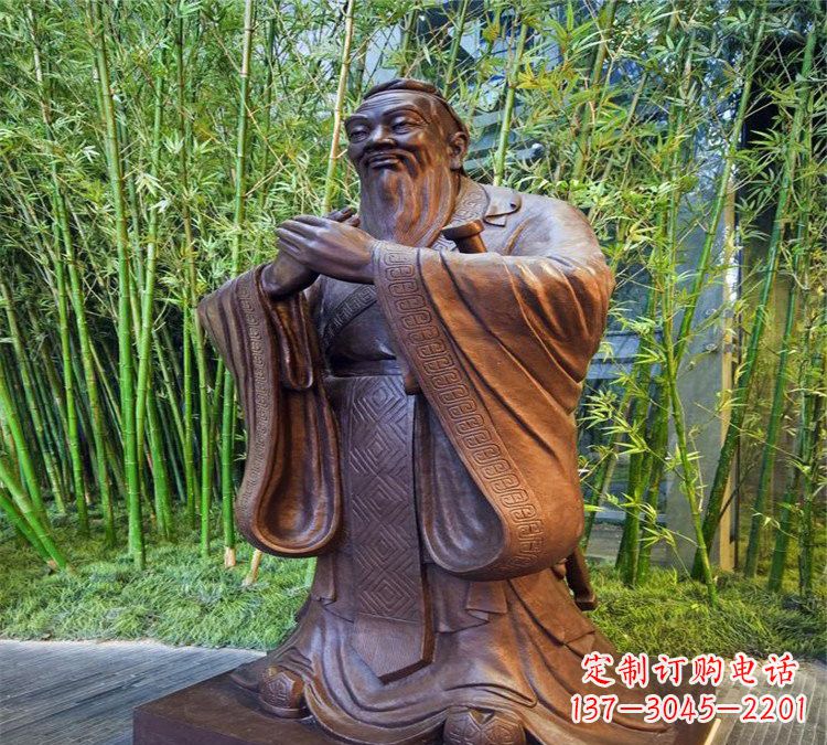 烟台校园孔子行教像铜雕