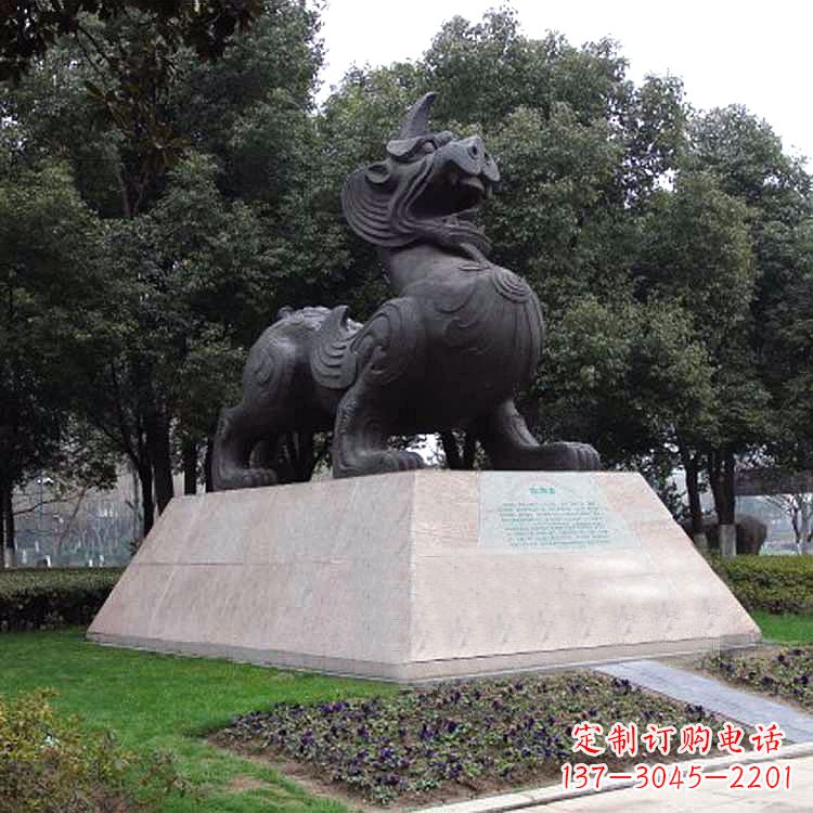烟台獬豸神兽雕塑-公园上古神兽景观雕塑