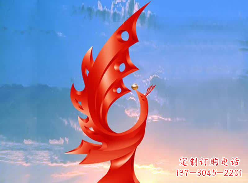烟台学校不锈钢奋进凤凰标志雕塑
