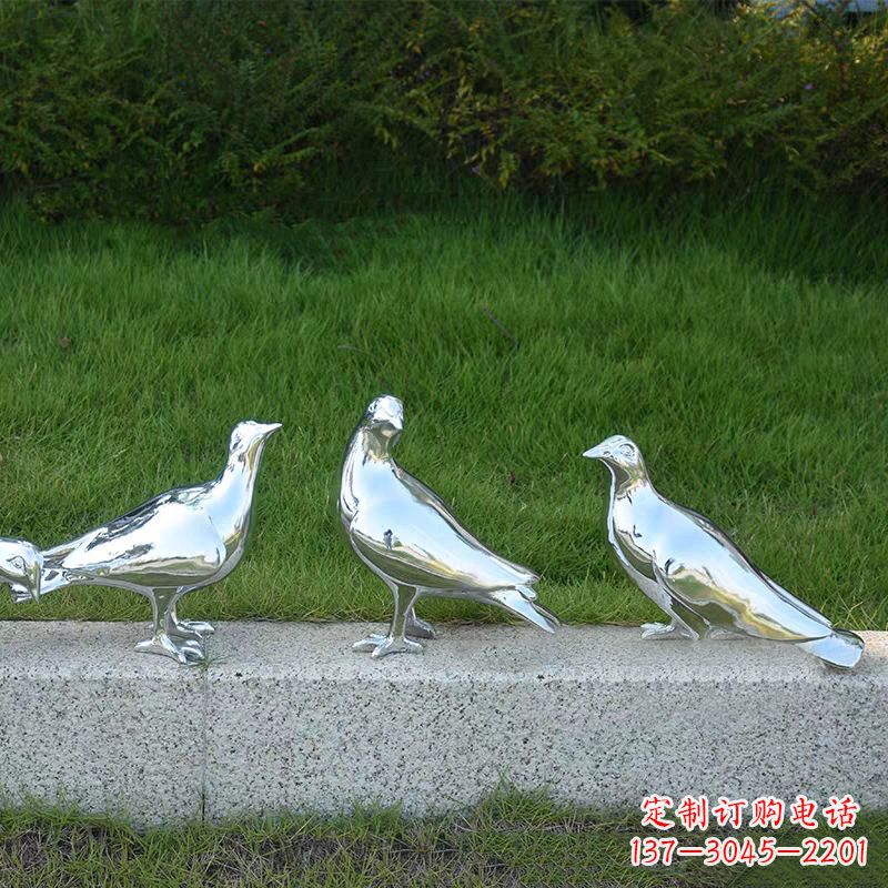 烟台银白色不锈钢电镀鸽子雕塑摆件