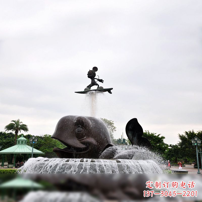 烟台鱼和小孩水景喷泉