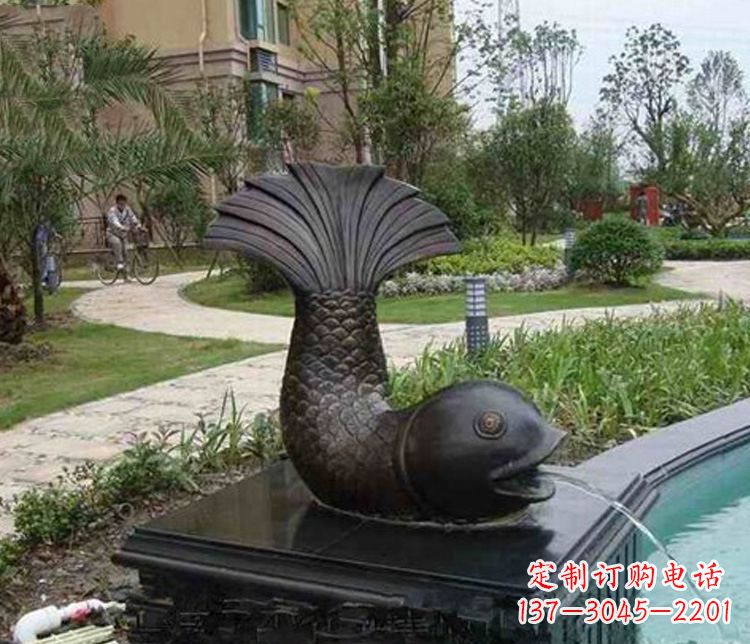 烟台鱼喷泉铜雕