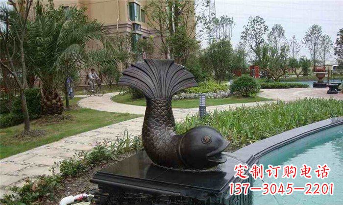 烟台鱼式喷泉小区景观铜雕