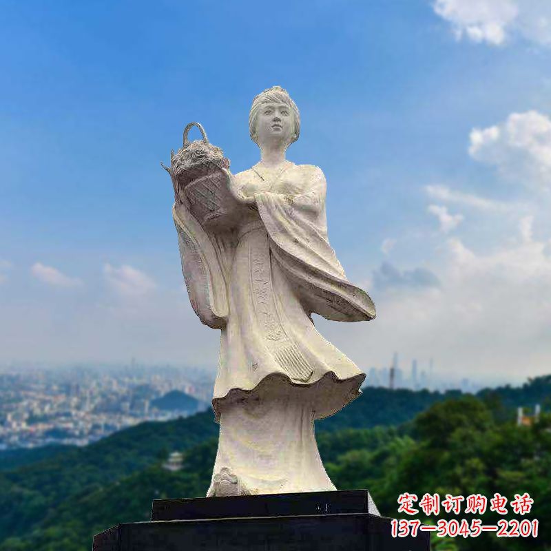 烟台虞姬景观石雕像-景区园林古代美女雕塑