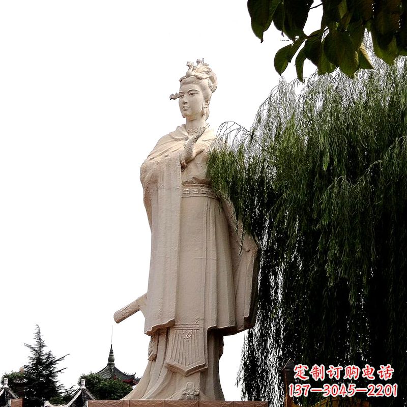 烟台虞姬砂岩石雕-景区园林古代人物著名美女雕像