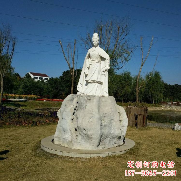 烟台虞姬石雕塑-公园历史名人楚汉时期美女雕像