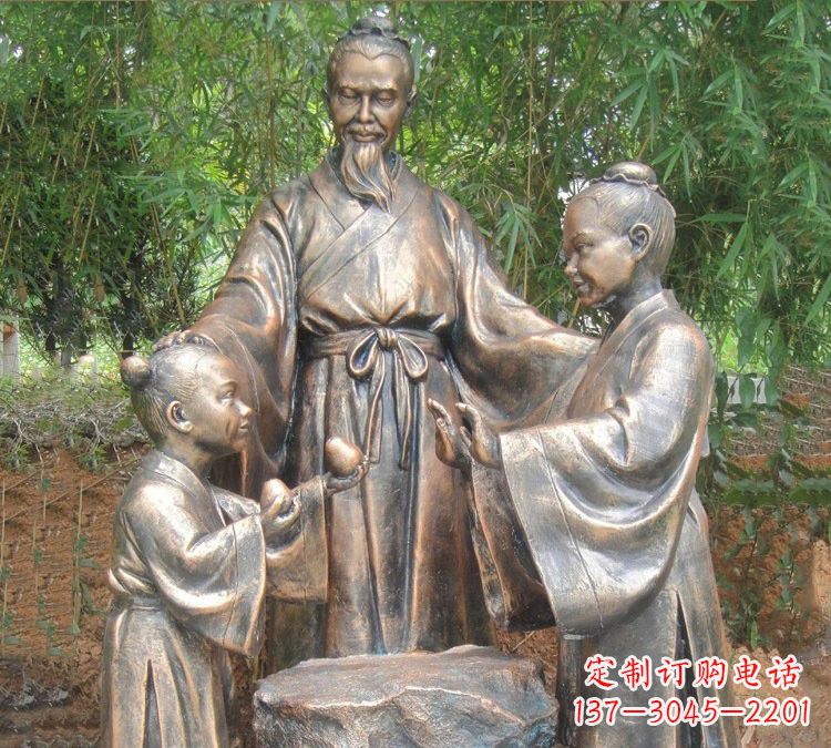 烟台寓言故事铜雕_孔融让梨
