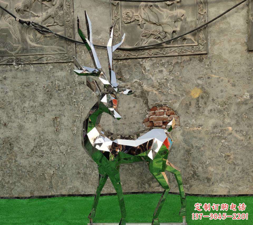 烟台园林不锈钢抽象小鹿雕塑