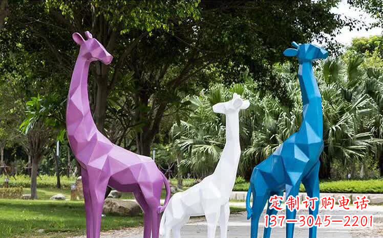 烟台园林不锈钢动物长颈鹿雕塑