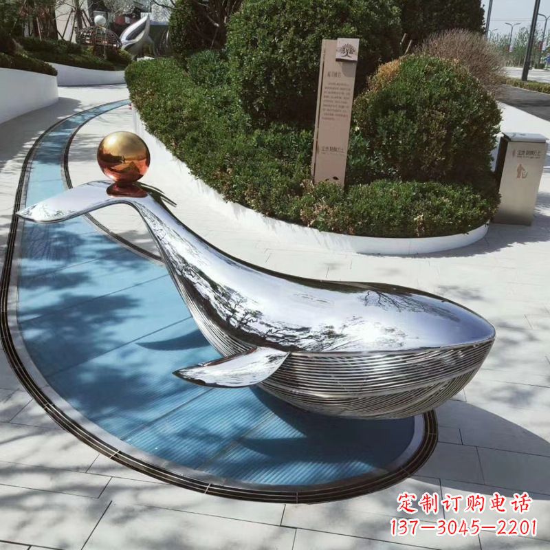 烟台园林不锈钢海豚景观摆件