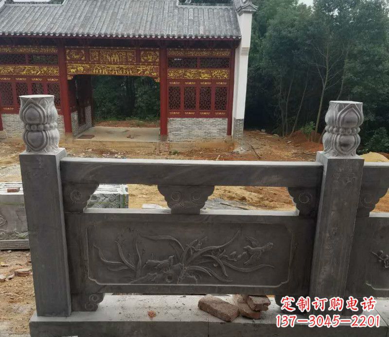 烟台园林仿古兰花石浮雕栏板景观石雕