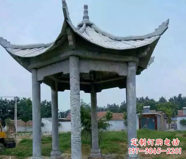 烟台园林仿古六角凉亭景观石雕