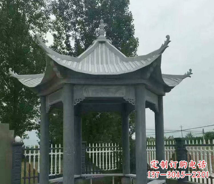 烟台园林仿古石凉亭景观石雕 (2)