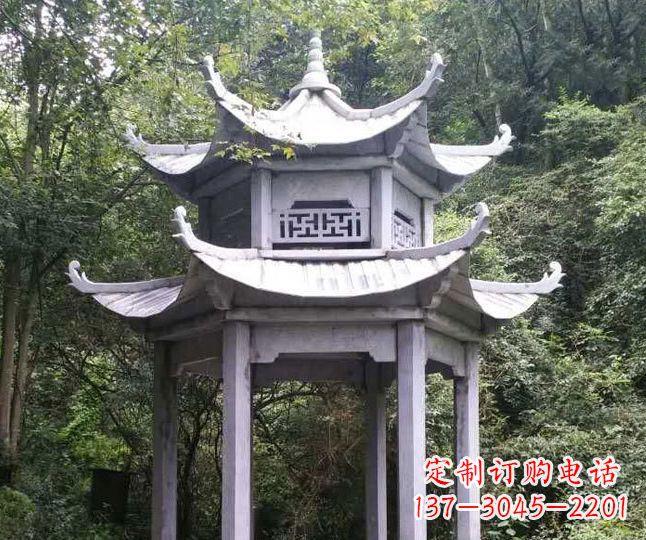 烟台园林仿古石凉亭景观石雕 (3)