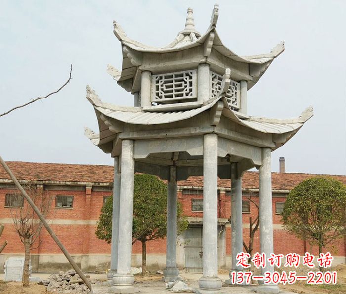 烟台园林仿古双层石雕凉亭 (2)