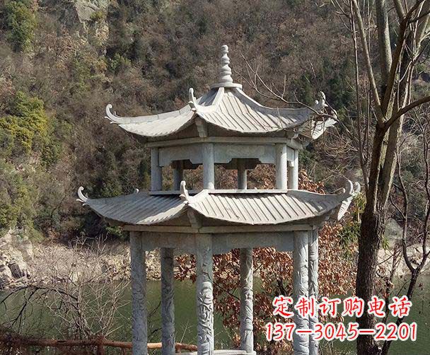 烟台园林仿古双层石雕凉亭