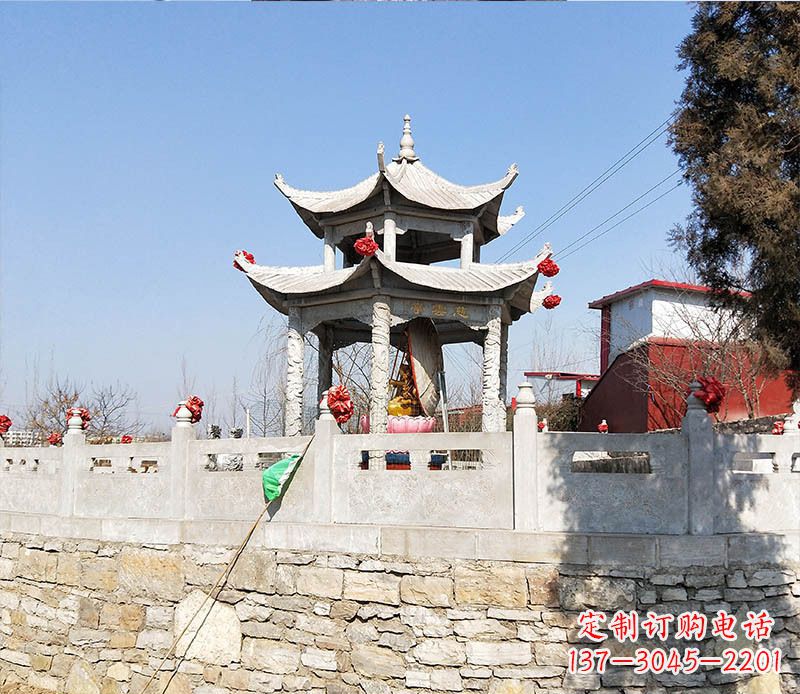 烟台园林仿古双层石凉亭景观石雕 (3)