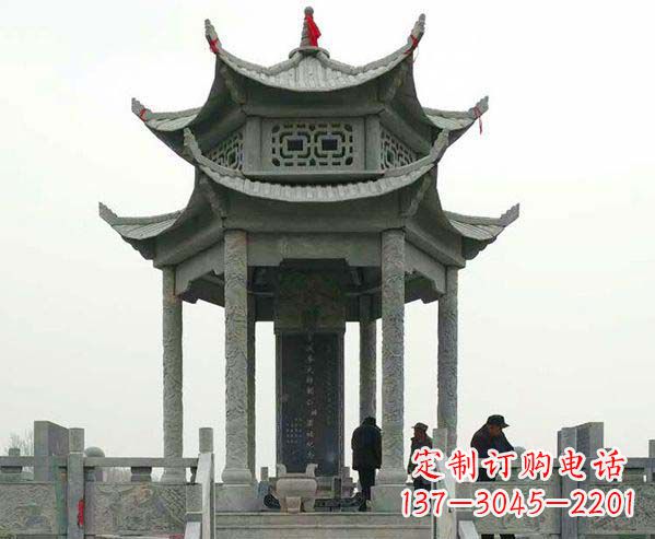 烟台园林仿古双层石凉亭景观石雕