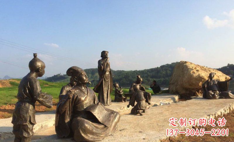 烟台园林古代人物和玩耍的小孩小品铜雕