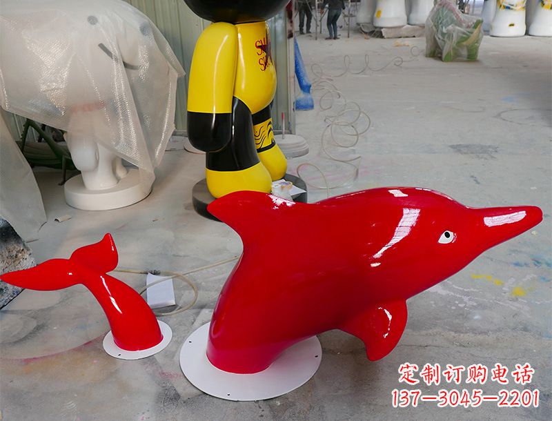 烟台园林广场创意海豚入水出水雕塑摆件