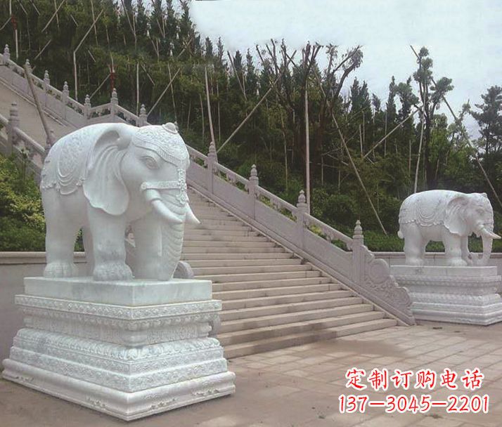 烟台园林汉白玉大象景观石雕