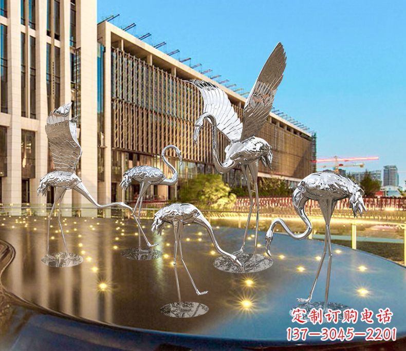 烟台园林火烈鸟不锈钢雕塑
