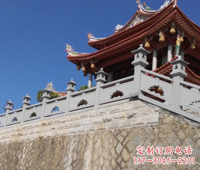 烟台园林景观大理石镂空莲花石栏板