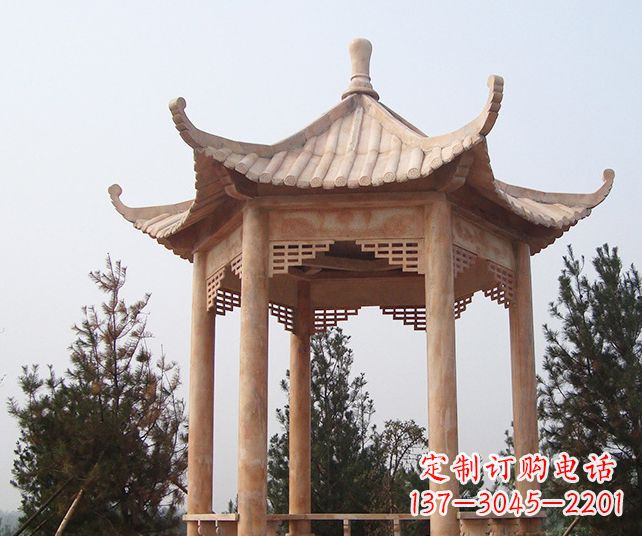烟台园林景观单层石雕凉亭 (3)