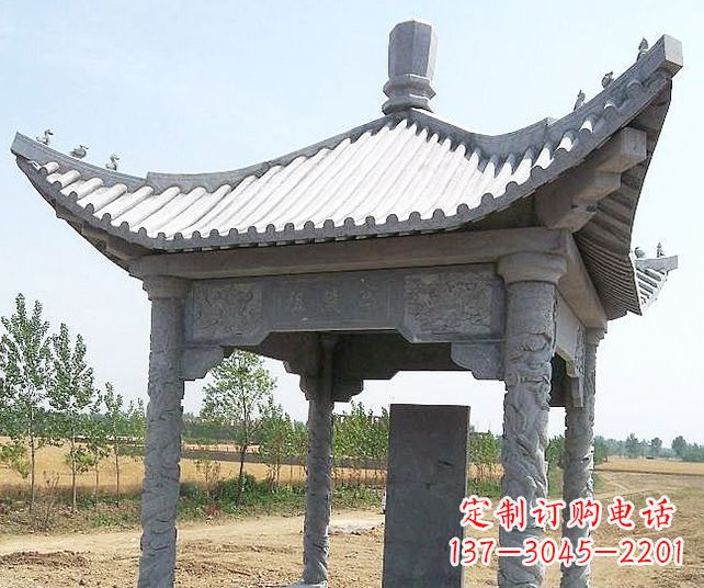 烟台园林景观单层石雕凉亭 (4)