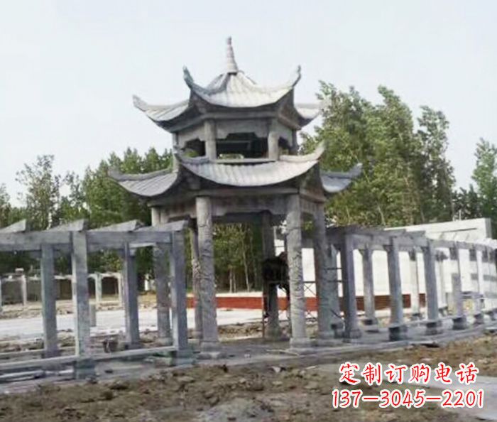 烟台园林景观多层凉亭石雕 (2)