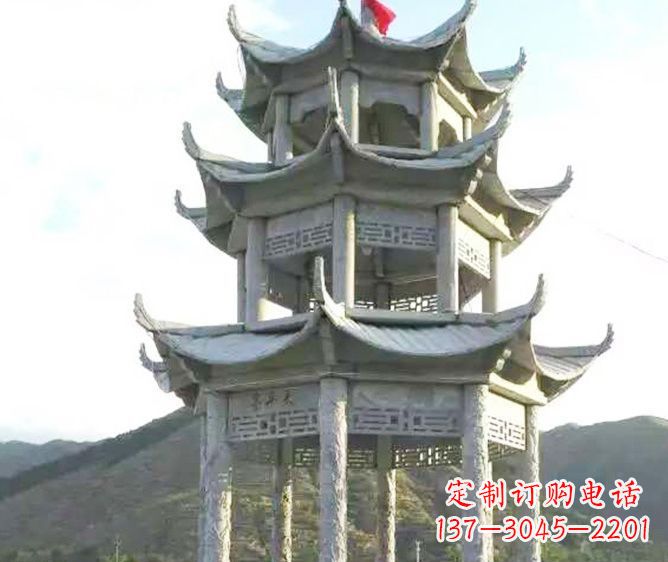 烟台园林景观多层凉亭石雕 (3)