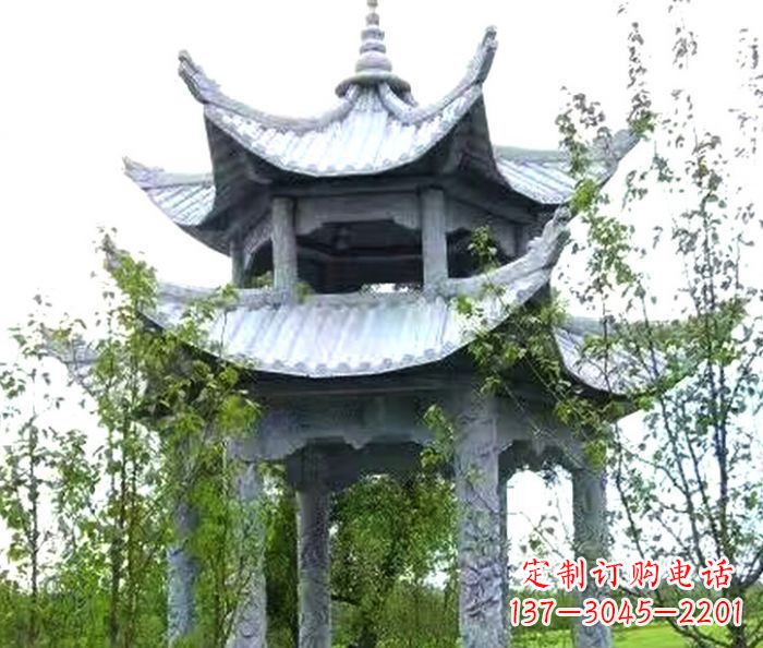 烟台园林景观仿古六角石凉亭