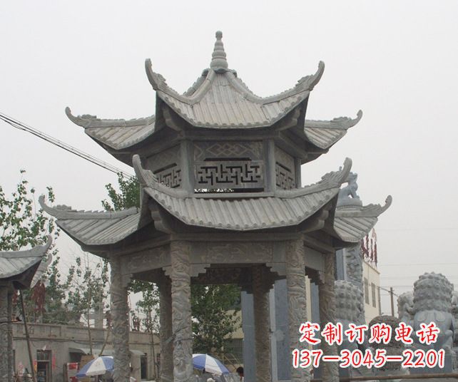 烟台园林景观仿古石雕凉亭 (2)