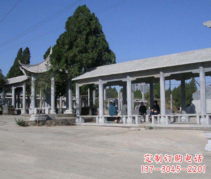 烟台园林景观仿古石雕长廊凉亭 (2)